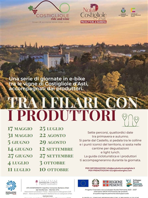 A Costigliole d'Asti tornano i tour in e-bike tra i vigneti
