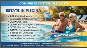 Estate solidale a Costigliole D'Asti: Piscina Gratis per gli over 75 rimasti in città