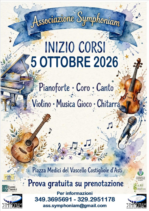 Inizio corsi dell'associazione Symphoniam: Prove gratuite su prenotazione